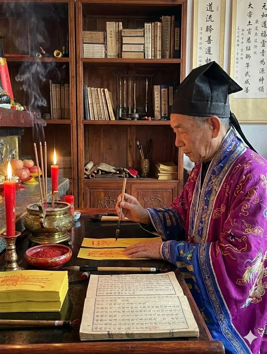 Master Luo Chuan practicing traditional Taoist rituals