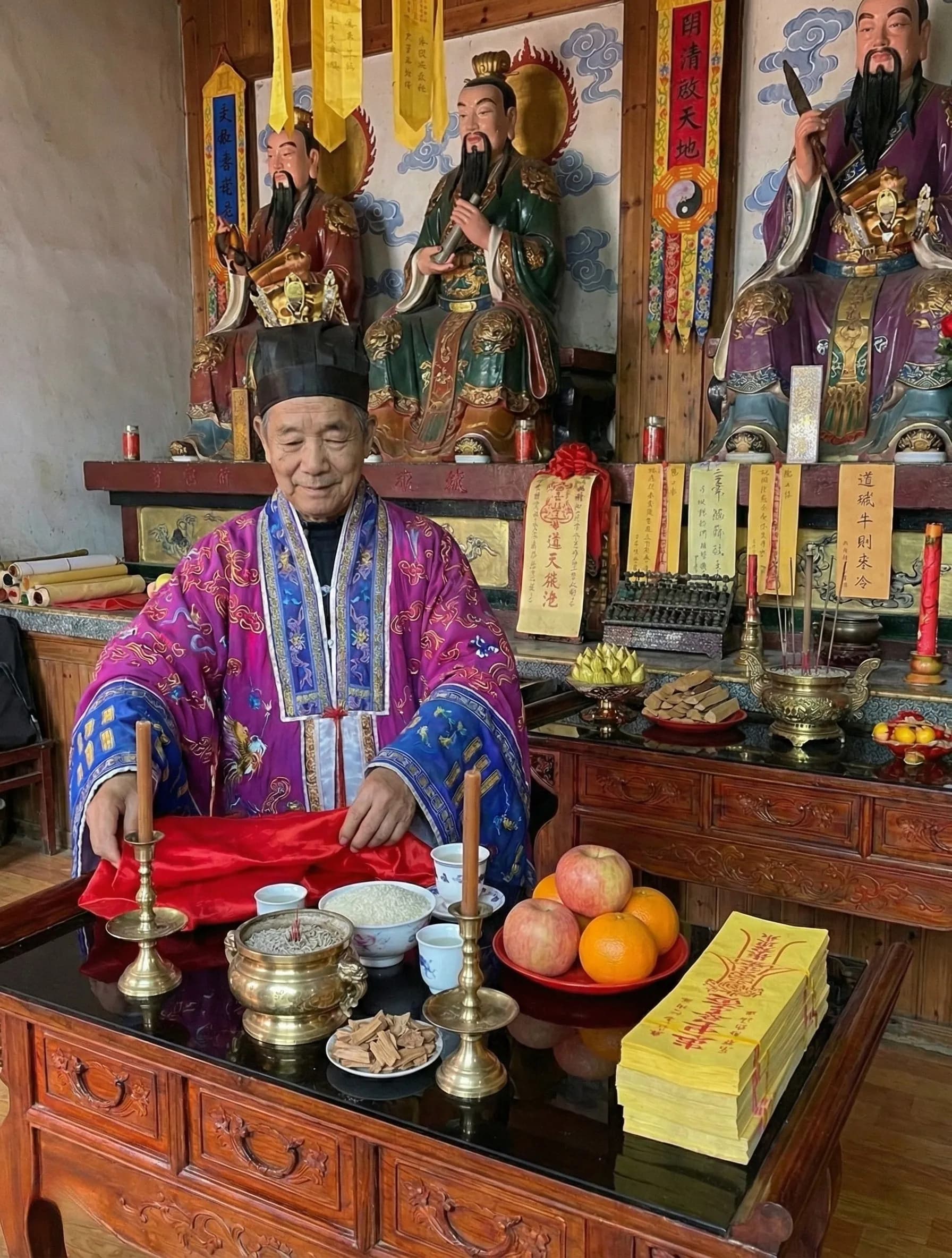 Taoist Altar Setup - Traditional ceremonial arrangement